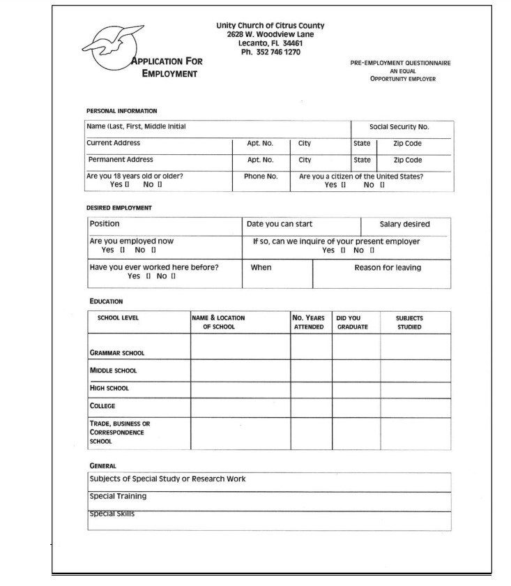 EMLOYMENT APP PAGE 1